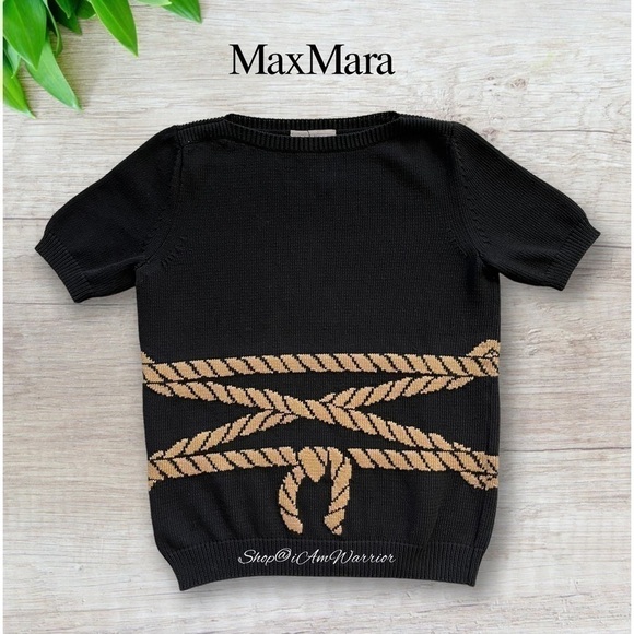 MaxMara cotton knotted rope motif boatneck short sleeve sweater *shop@iamwarrior - Picture 4 of 11